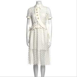 Self-Portrait Guipure Daisy Lace Midi Dress in White